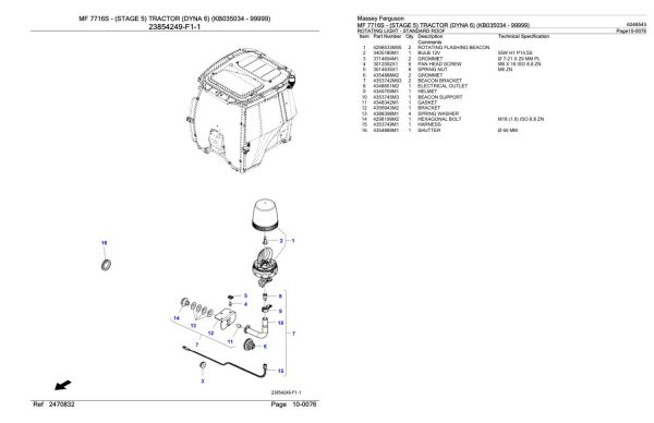 Massey Ferguson MF 7716S Tractor Parts Catalog 6246543 1