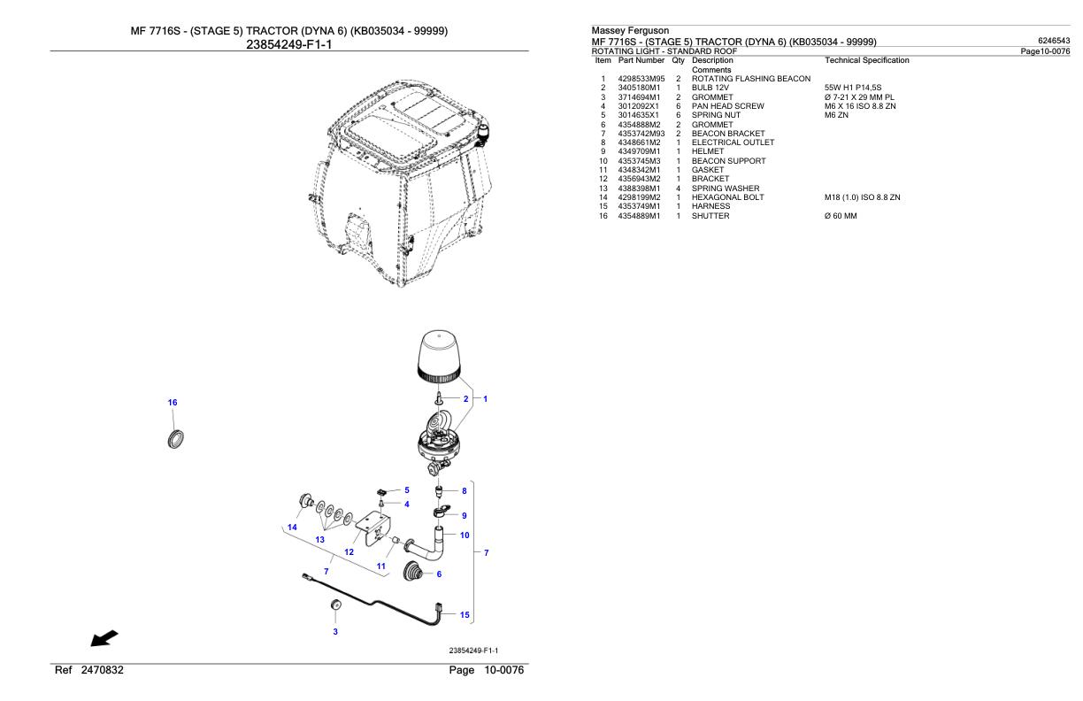 Massey Ferguson MF 7716S Tractor Parts Catalog 6246543 1