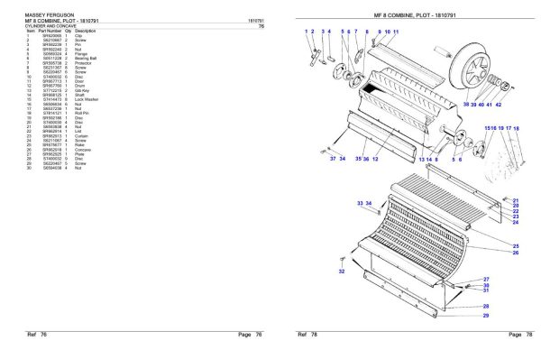 Massey Ferguson MF 8 Combine Parts Catalog 1810791 1