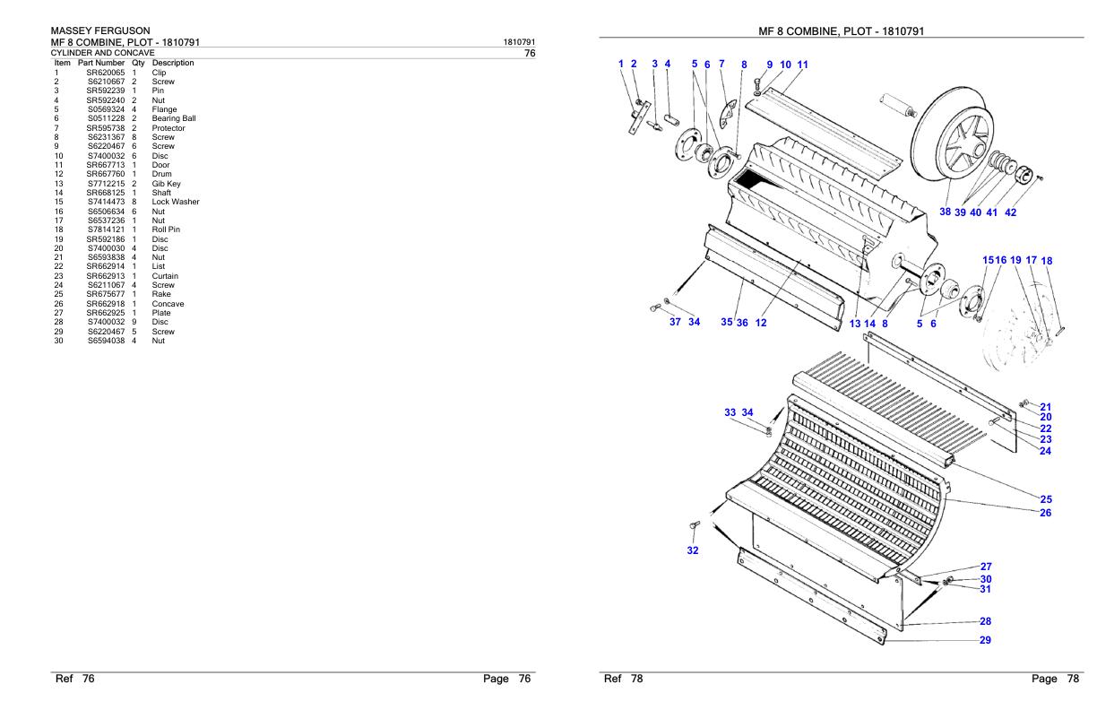 Massey Ferguson MF 8 Combine Parts Catalog 1810791 1