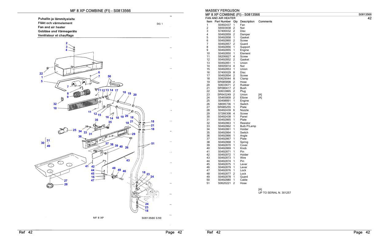 Massey Ferguson MF 8 XP Combine FI Parts Catalog S0813566 1