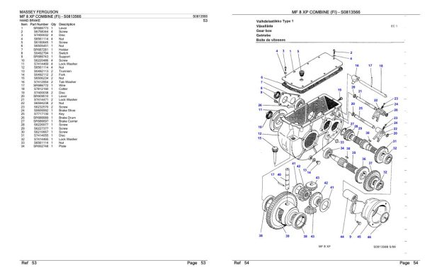 Massey Ferguson MF 8 XP Combine FI Parts Catalog S0813566 2