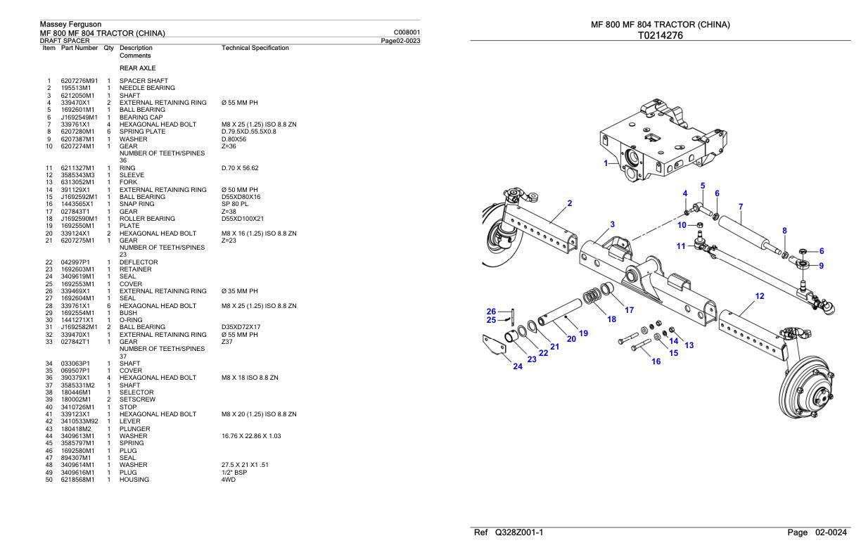 Massey Ferguson MF 800 804 Tractor Parts Catalog C008001 1