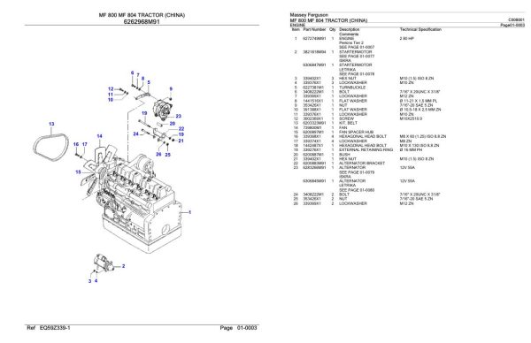Massey Ferguson MF 800 804 Tractor Parts Catalog C008001 2