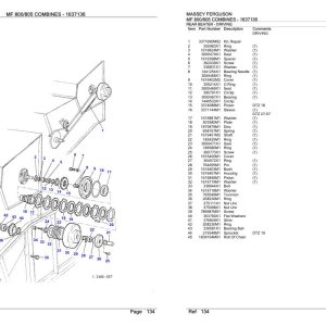 Massey Ferguson MF 800 805 Combine Parts Catalog 1637136 1