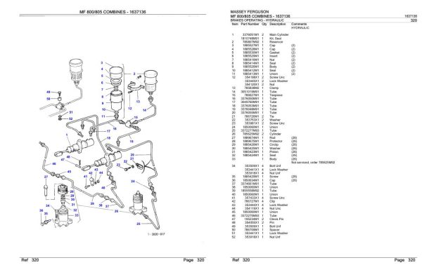 Massey Ferguson MF 800 805 Combine Parts Catalog 1637136 2