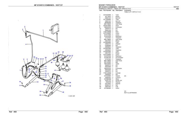 Massey Ferguson MF 810 815 Combine Parts Catalog 1637137 1