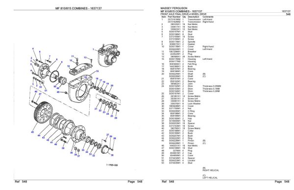 Massey Ferguson MF 810 815 Combine Parts Catalog 1637137 2