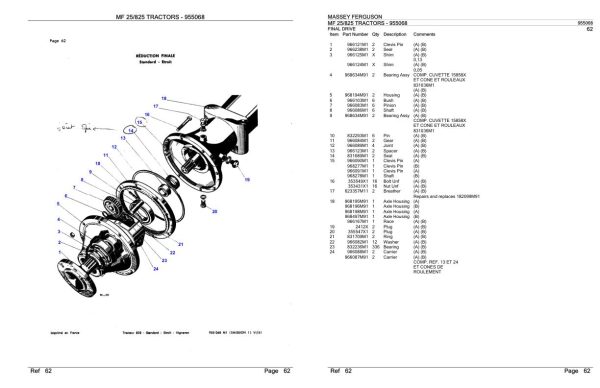 Massey Ferguson MF 825 Tractor Parts Catalog 955068 1