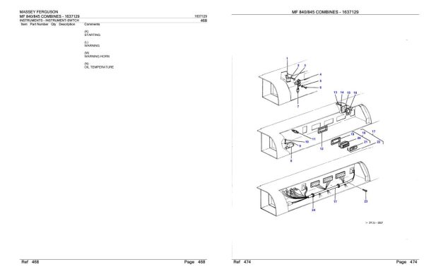 Massey Ferguson MF 840 845 Combine Parts Catalog 1637129 2