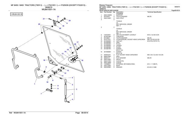 Massey Ferguson MF 8450 8460 Tractor Parts Catalog 3906070 1