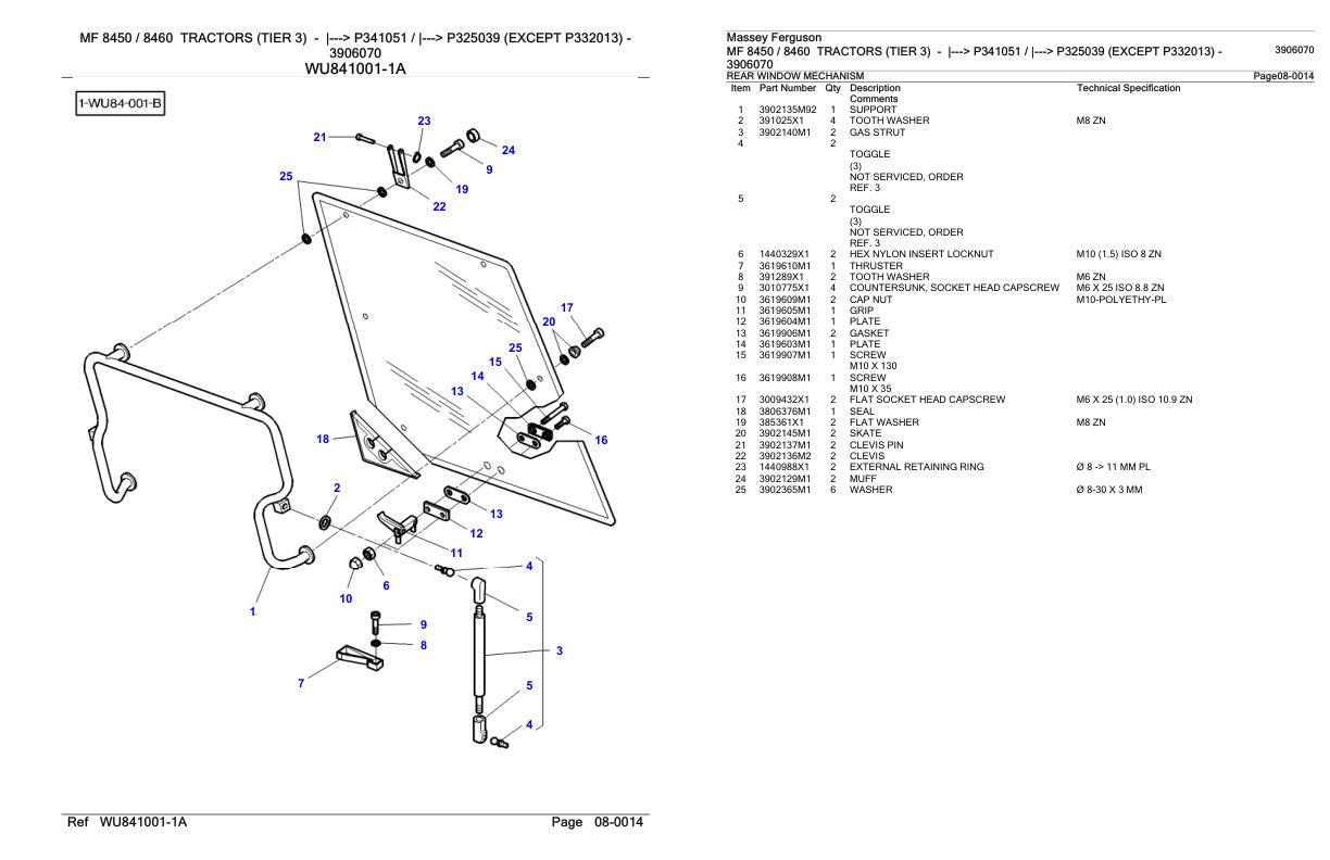 Massey Ferguson MF 8450 8460 Tractor Parts Catalog 3906070 1