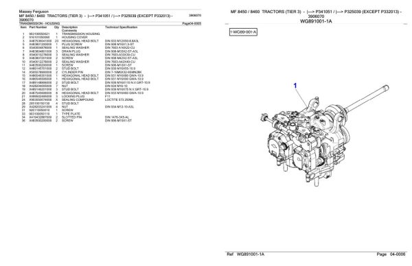 Massey Ferguson MF 8450 8460 Tractor Parts Catalog 3906070 2