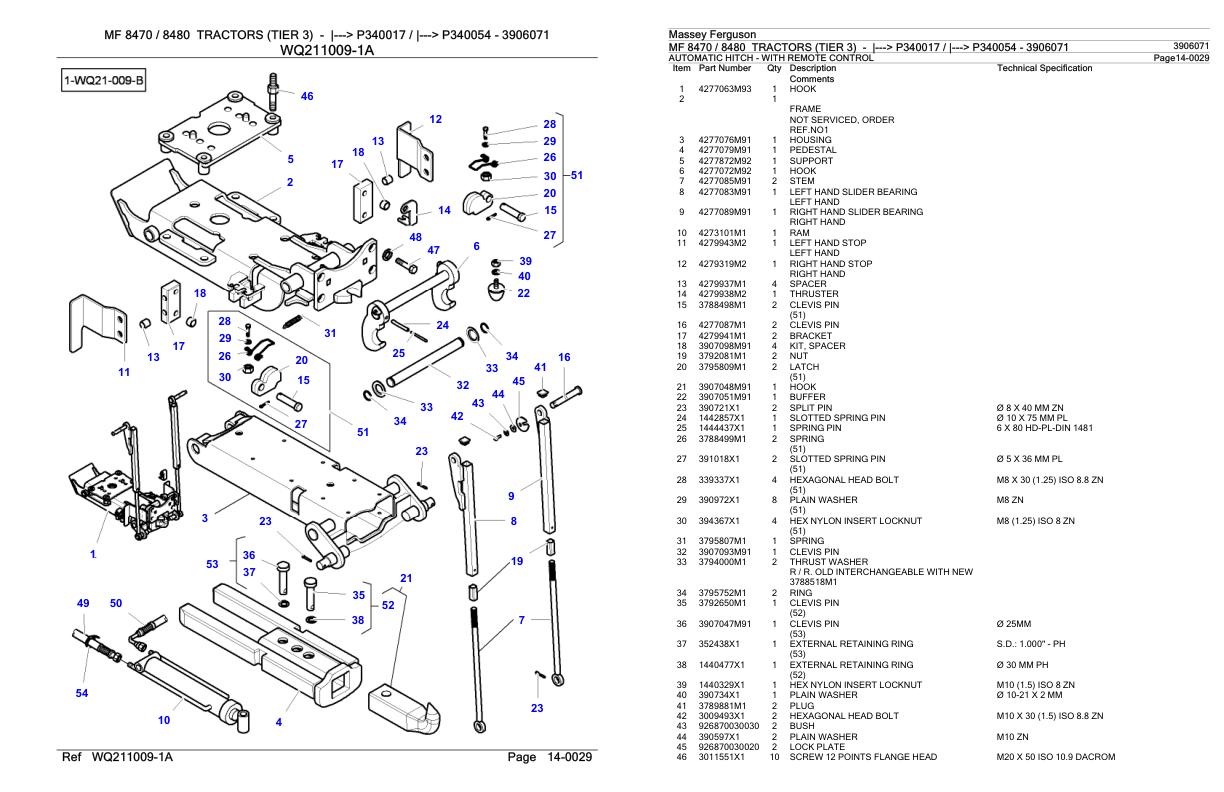 Massey Ferguson MF 8470 8480 Tractor Parts Catalog 3906071 1