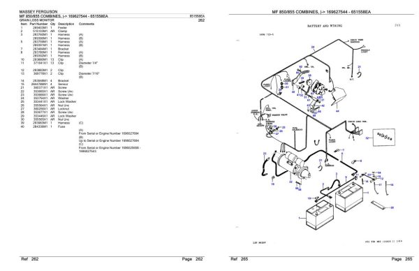 Massey Ferguson MF 850 855 Combine Parts Catalog 651558EA 2