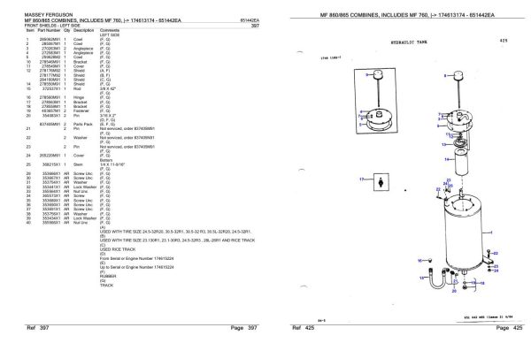 Massey Ferguson MF 860 865 Combine includes MF 760 Parts Catalog 651442EA 1