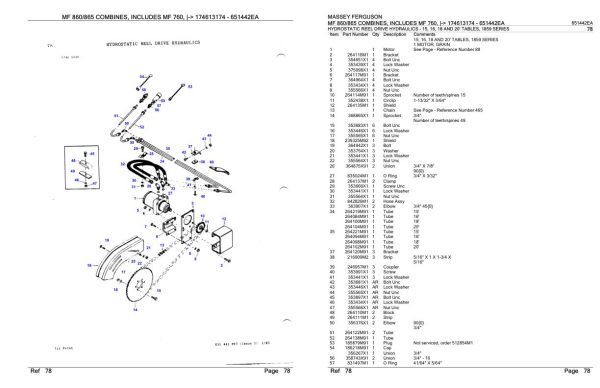 Massey Ferguson MF 860 865 Combine includes MF 760 Parts Catalog 651442EA 2