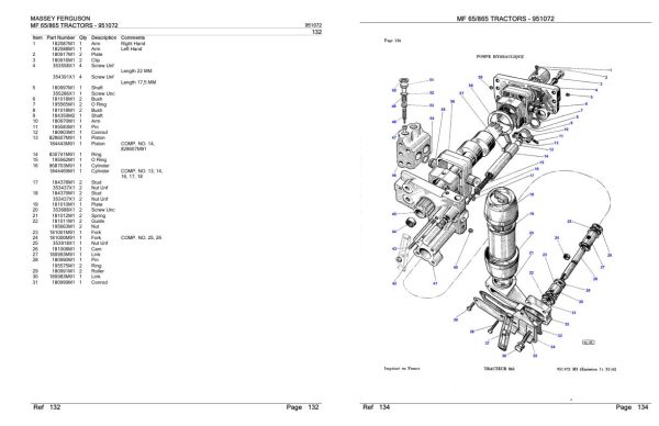 Massey Ferguson MF 865 Tractor Parts Catalog 951072 1