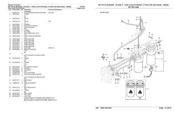 Massey Ferguson MF 8727S Tractor Parts Catalog 6246528 1