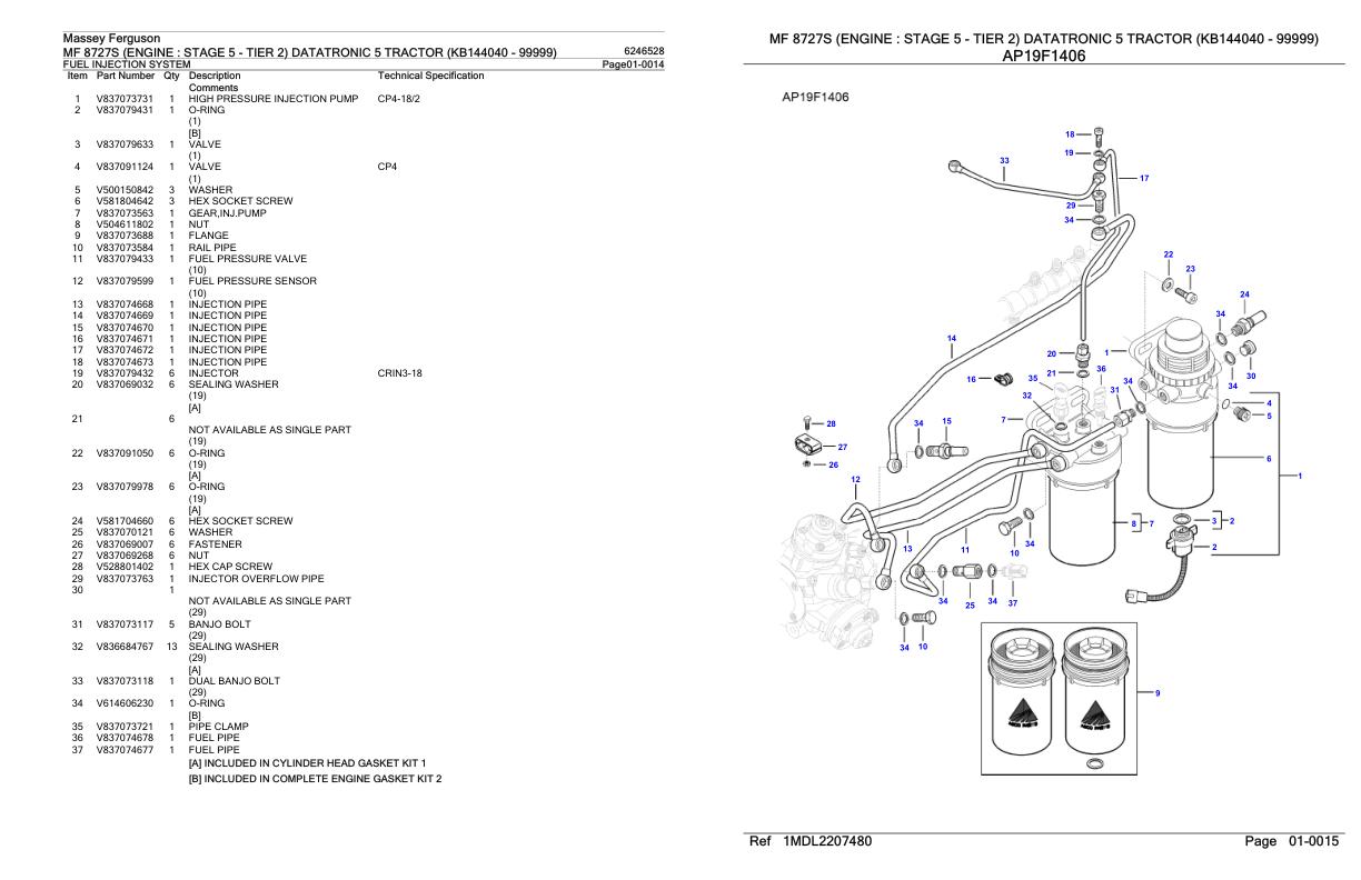 Massey Ferguson MF 8727S Tractor Parts Catalog 6246528 1