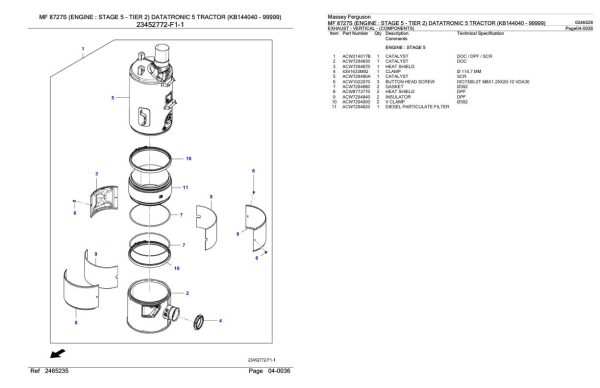 Massey Ferguson MF 8727S Tractor Parts Catalog 6246528 2