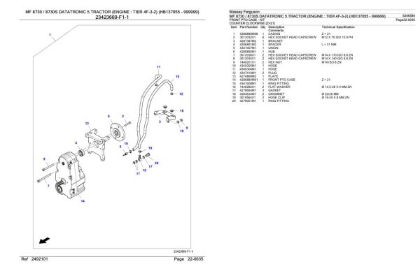 Massey Ferguson MF 8730 8730S Tractor Parts Catalog 6246580 1