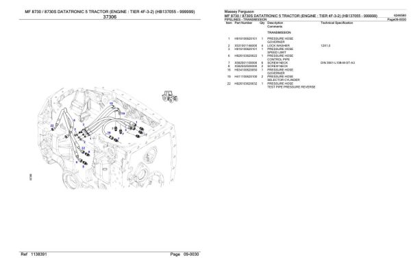 Massey Ferguson MF 8730 8730S Tractor Parts Catalog 6246580 2