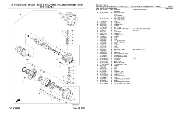 Massey Ferguson MF 8732S Tractor Parts Catalog 6246530 1
