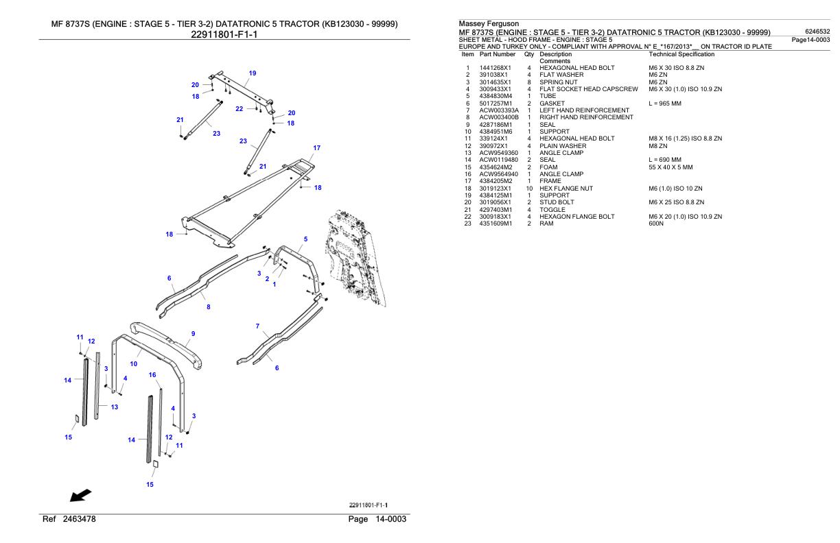 Massey Ferguson MF 8737S Tractor Parts Catalog 6246532 1