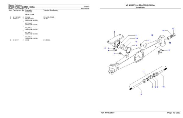 Massey Ferguson MF 900 904 Tractor Parts Catalog C009001 1