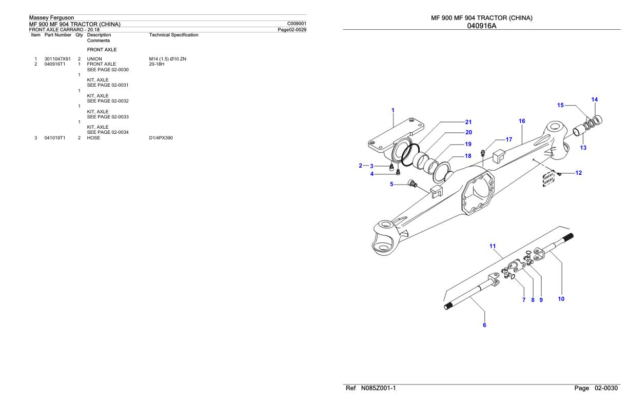 Massey Ferguson MF 900 904 Tractor Parts Catalog C009001 1