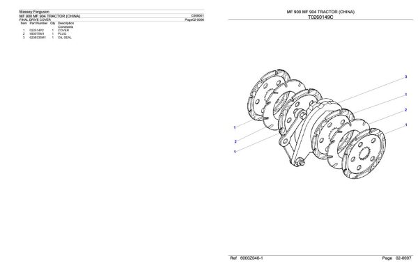 Massey Ferguson MF 900 904 Tractor Parts Catalog C009001 2
