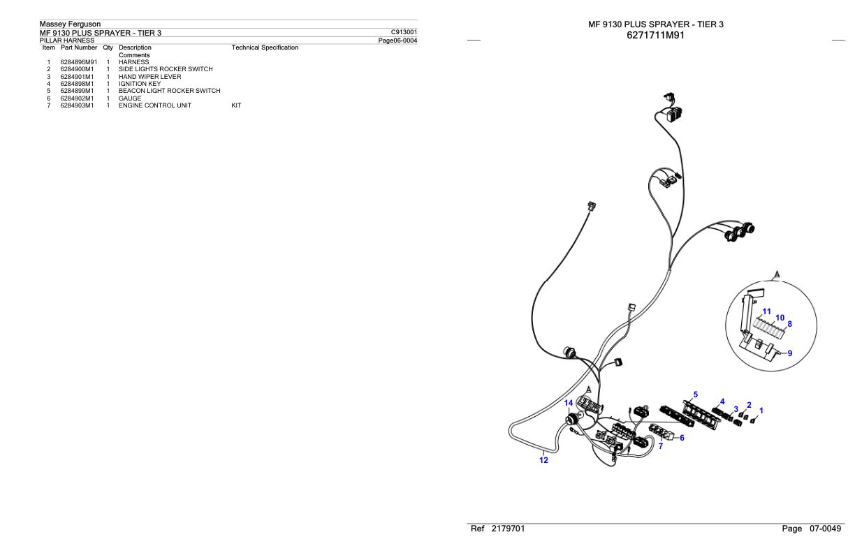 Massey Ferguson MF 9130 Plus Sprayer Parts Catalog C913001 1