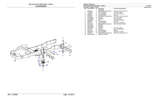 Massey Ferguson MF 9130 Plus Sprayer Parts Catalog C913001 2
