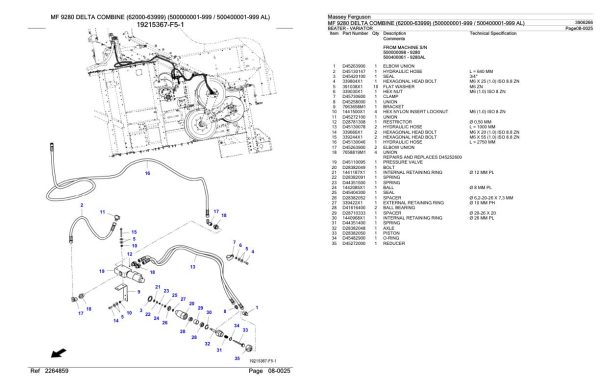 Massey Ferguson MF 9280 Delta Combine Parts Catalog 3906266 1