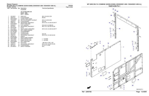 Massey Ferguson MF 9280 Delta Combine Parts Catalog 3906266 2
