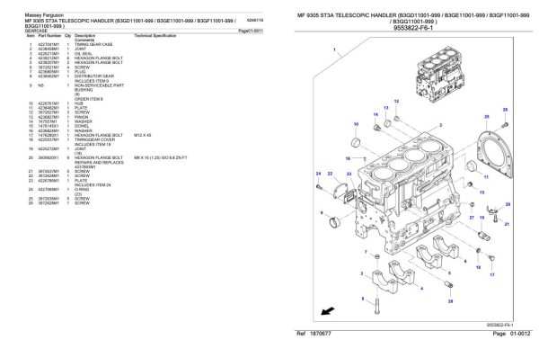 Massey Ferguson MF 9305 ST3A Telescopic Handler Parts Catalog 6246119 2