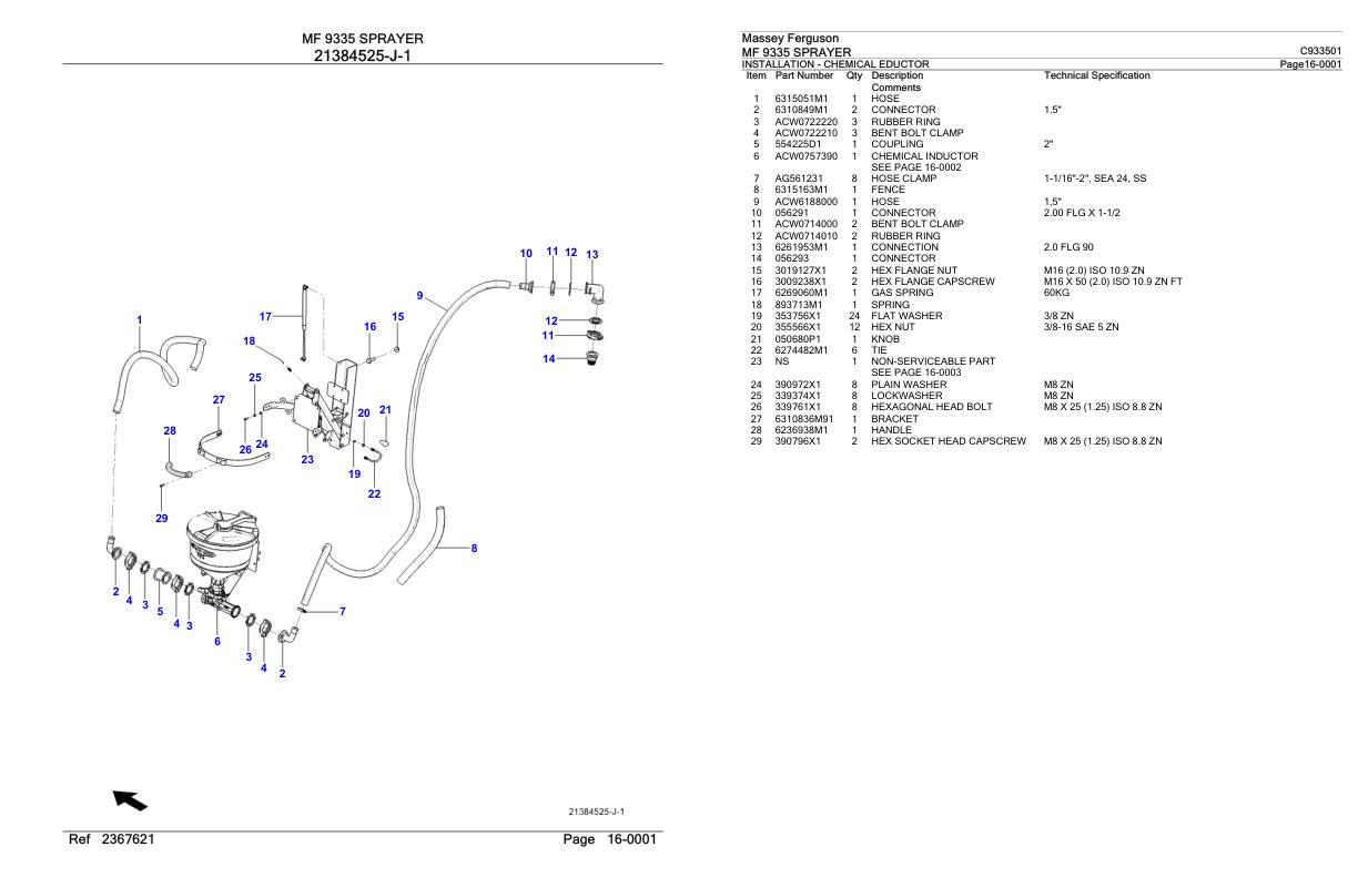 Massey Ferguson MF 9335 Sprayer Parts Catalog C933501 1
