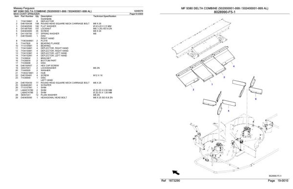 Massey Ferguson MF 9380 Delta Combine Parts Catalog 6246076 2