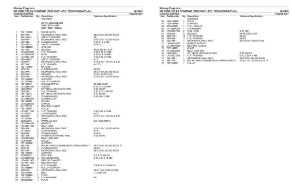Massey Ferguson MF 9380 Delta Combine Parts Catalog 6246235 2
