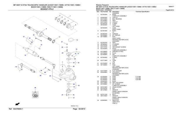 Massey Ferguson MF 9407 S ST3A Telescopic Handler Parts Catalog 3906377 2