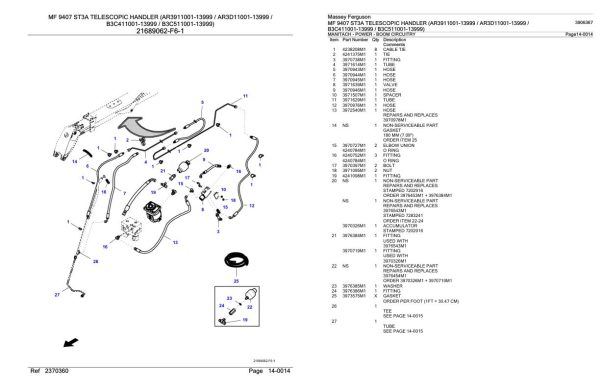 Massey Ferguson MF 9407 ST3A Telescopic Handler Parts Catalog 3906367 1