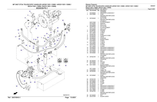 Massey Ferguson MF 9407 ST3A Telescopic Handler Parts Catalog 3906367 2