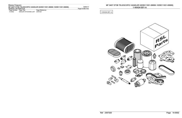 Massey Ferguson MF 9407 ST3B Telescopic Handler Parts Catalog 6246117 2