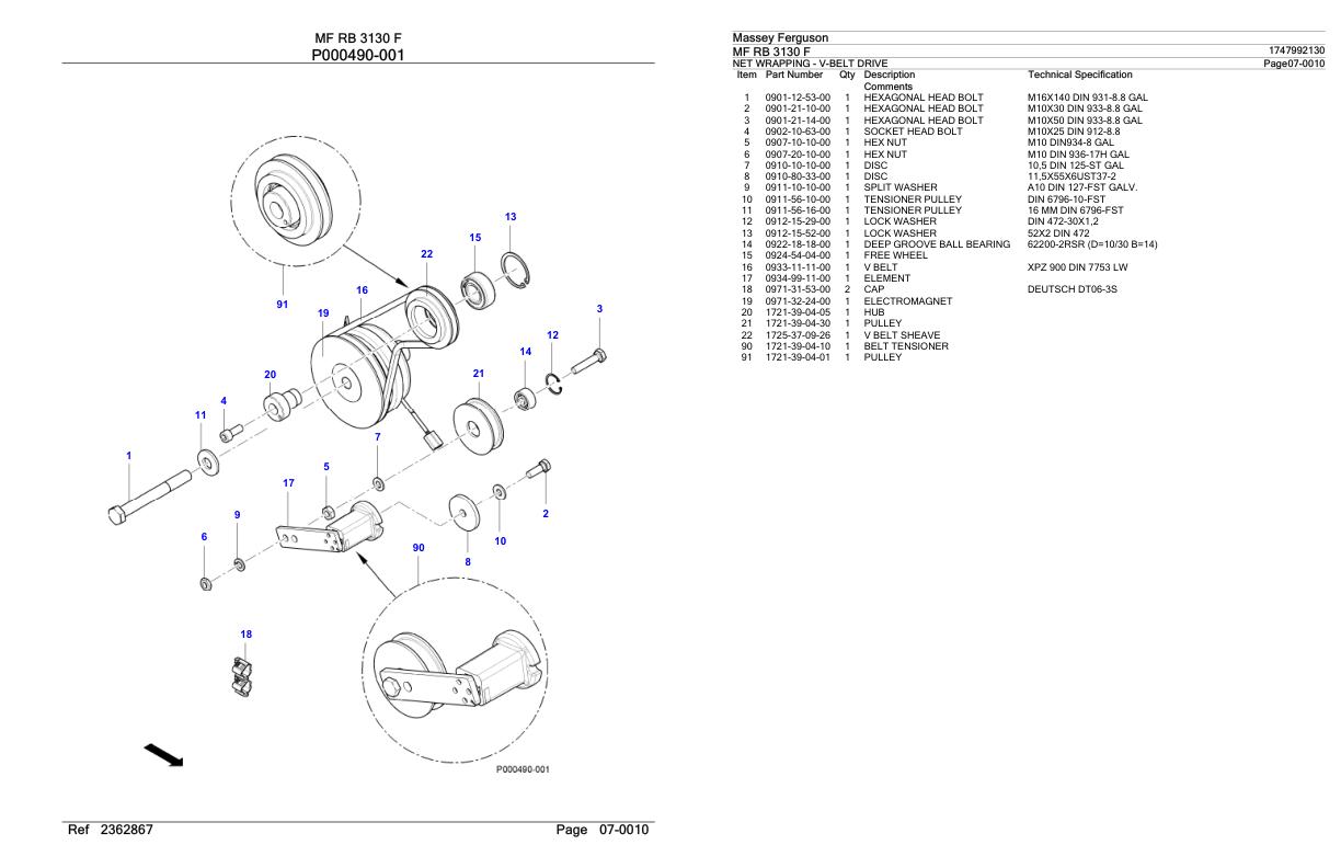 Massey Ferguson MF RB 3130 F Parts Catalog 1747992130 1