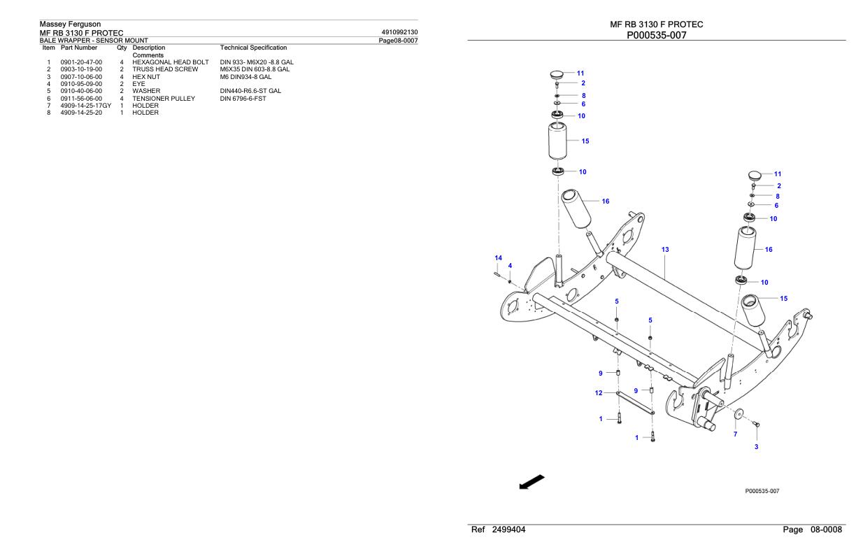 Massey Ferguson MF RB 3130 F Protec Parts Catalog 4910992130 1