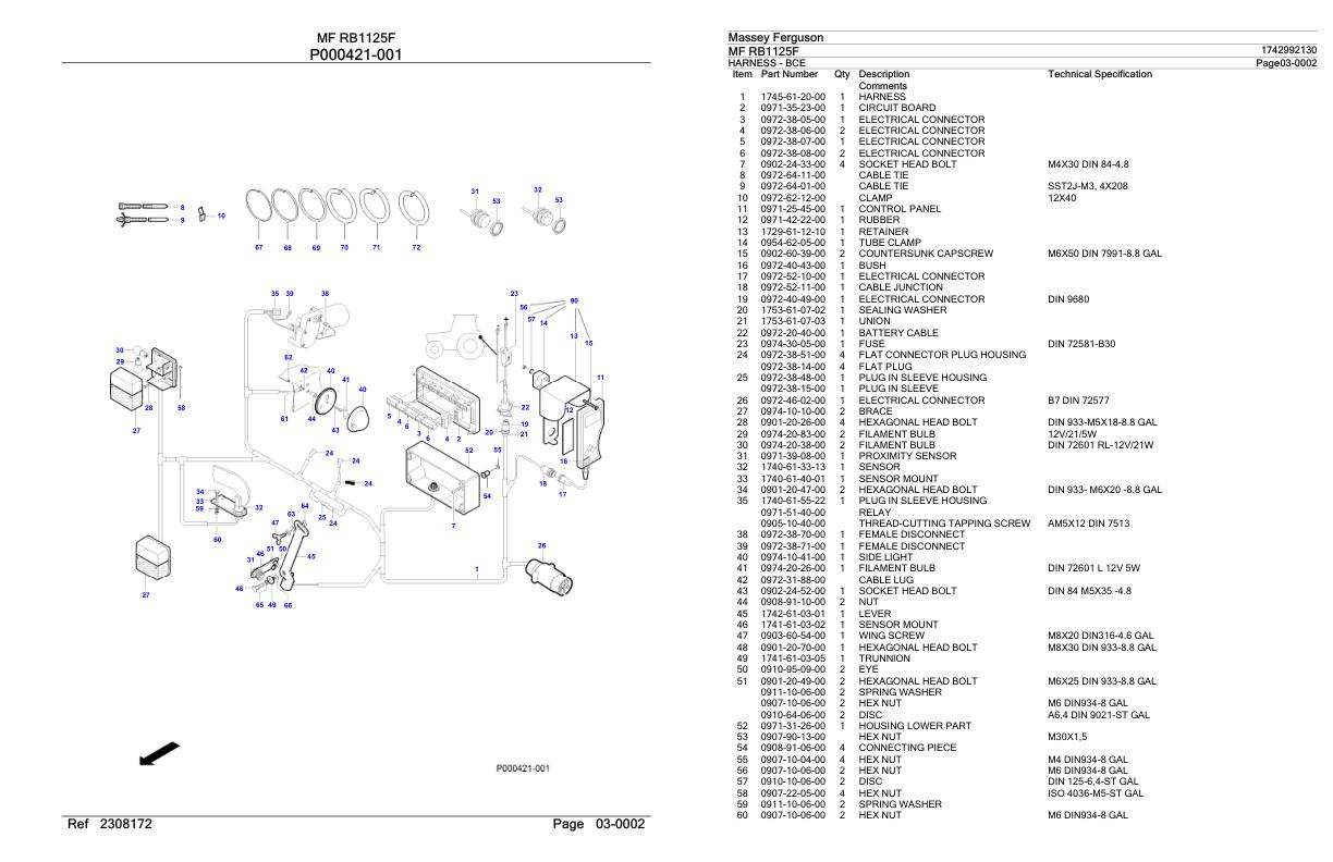 Massey Ferguson MF RB1125F Parts Catalog 1742992130 1