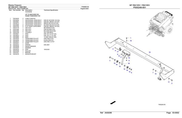Massey Ferguson MF RB4160V RB4180V Parts Catalog 1764992130 1