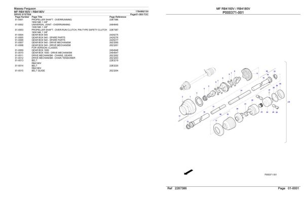 Massey Ferguson MF RB4160V RB4180V Parts Catalog 1764992130 2