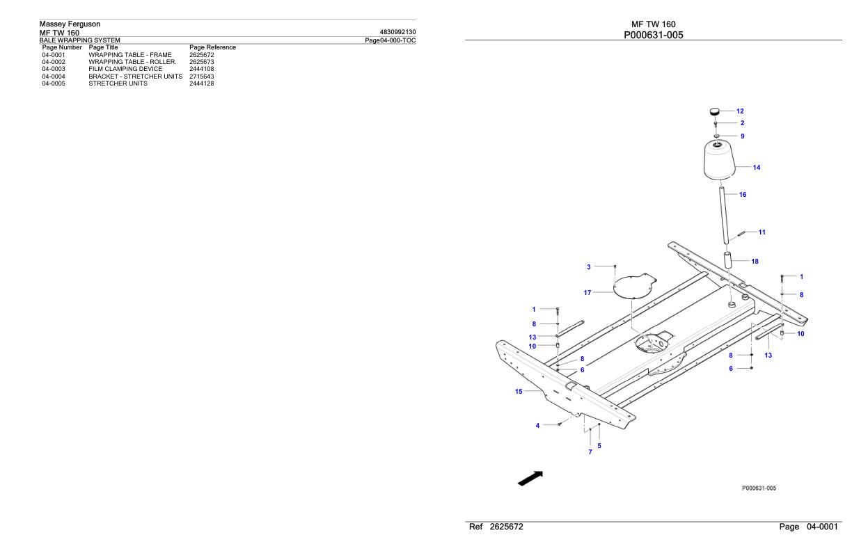 Massey Ferguson MF TW 160 Parts Catalog 4830992130 1
